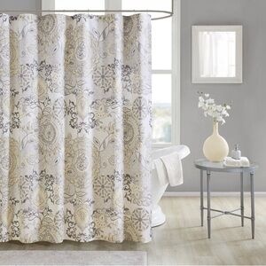 Madison Park 100% Cotton Percale Shower Curtain Bathtub Privacy Screen 72" x 72"